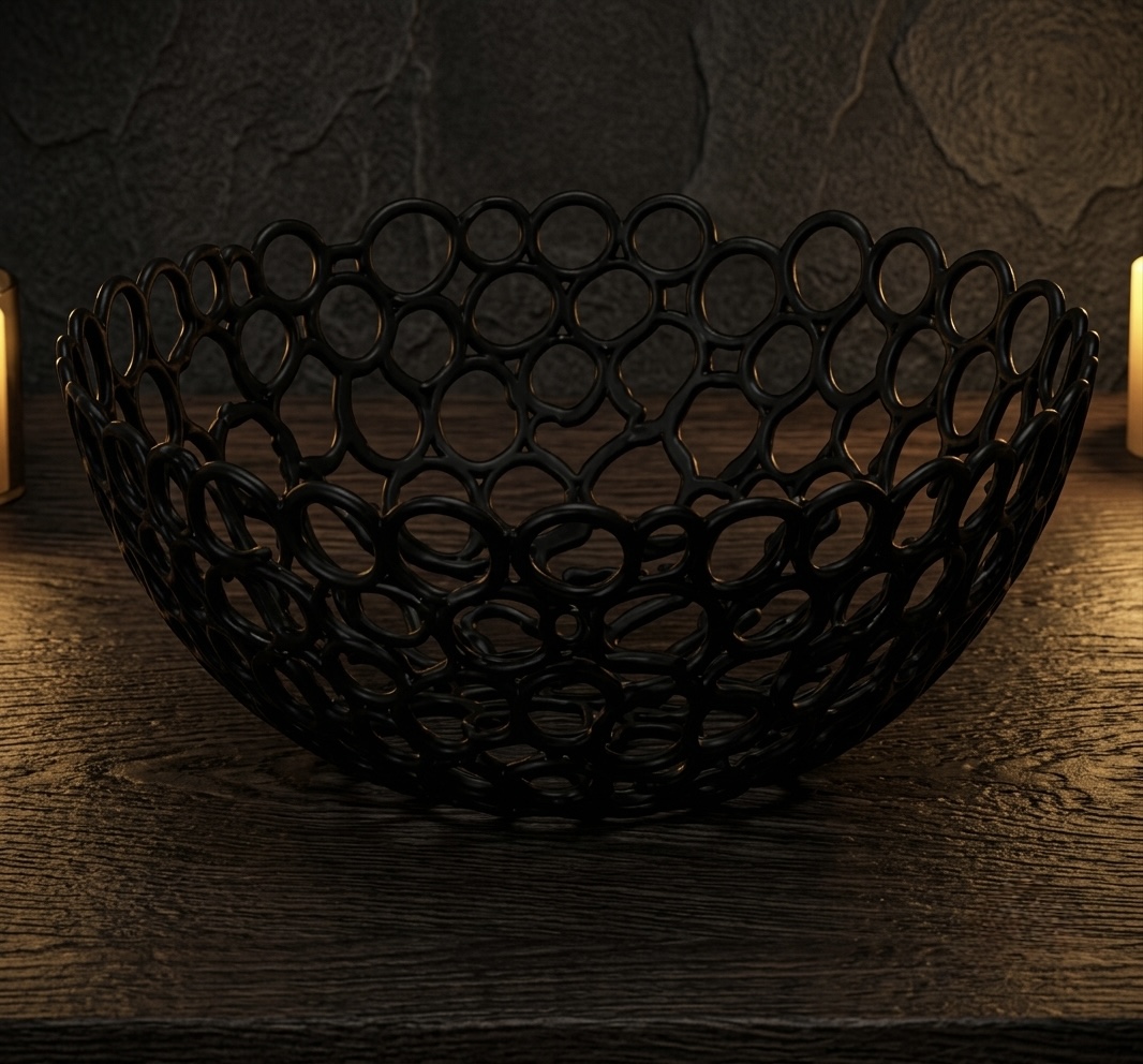 Black Circle Ring Mesh Bowl