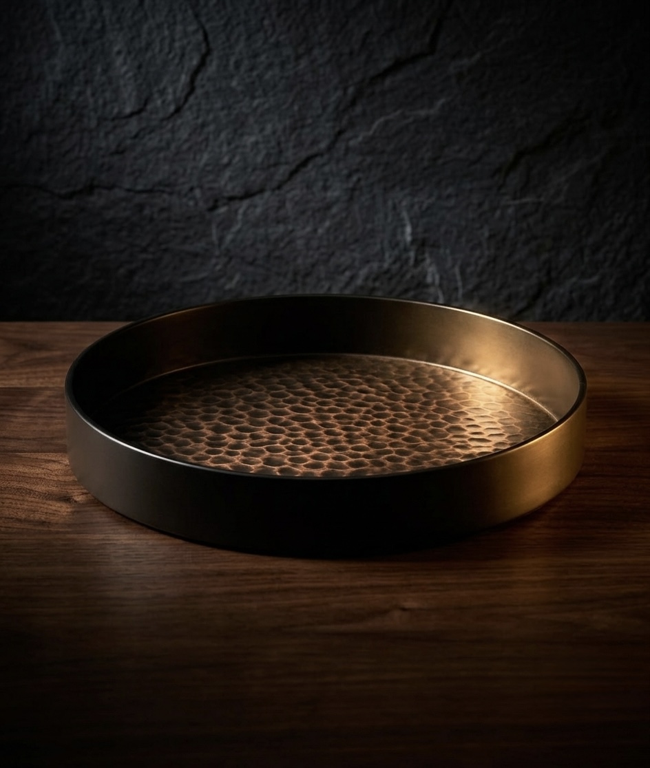 Brass Hammered Round Tray