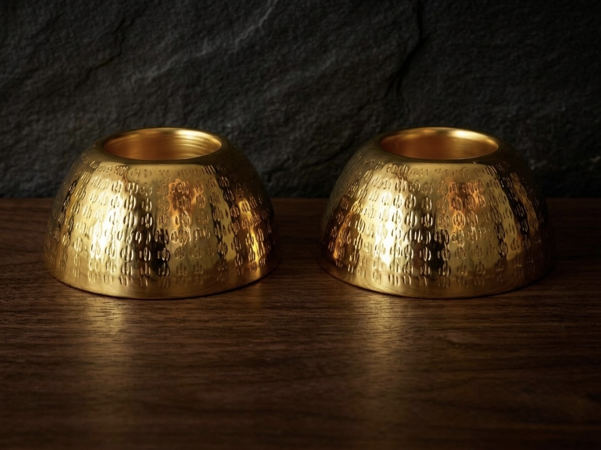 Gold Tealight Holders Pair 2
