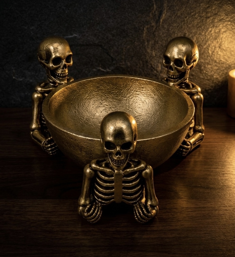 Gold Skeleton Figural Bowl
