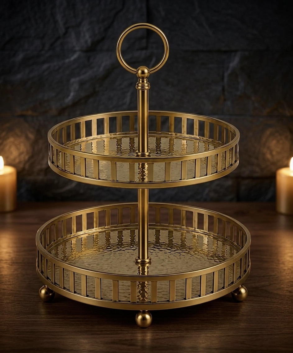 Gold Two-Tier Stand Ring Handle