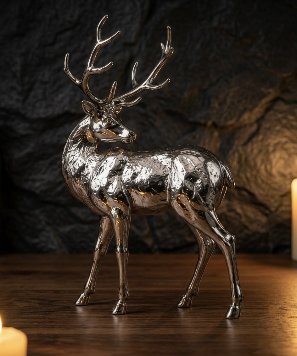 Silver Stag Deer Figurine